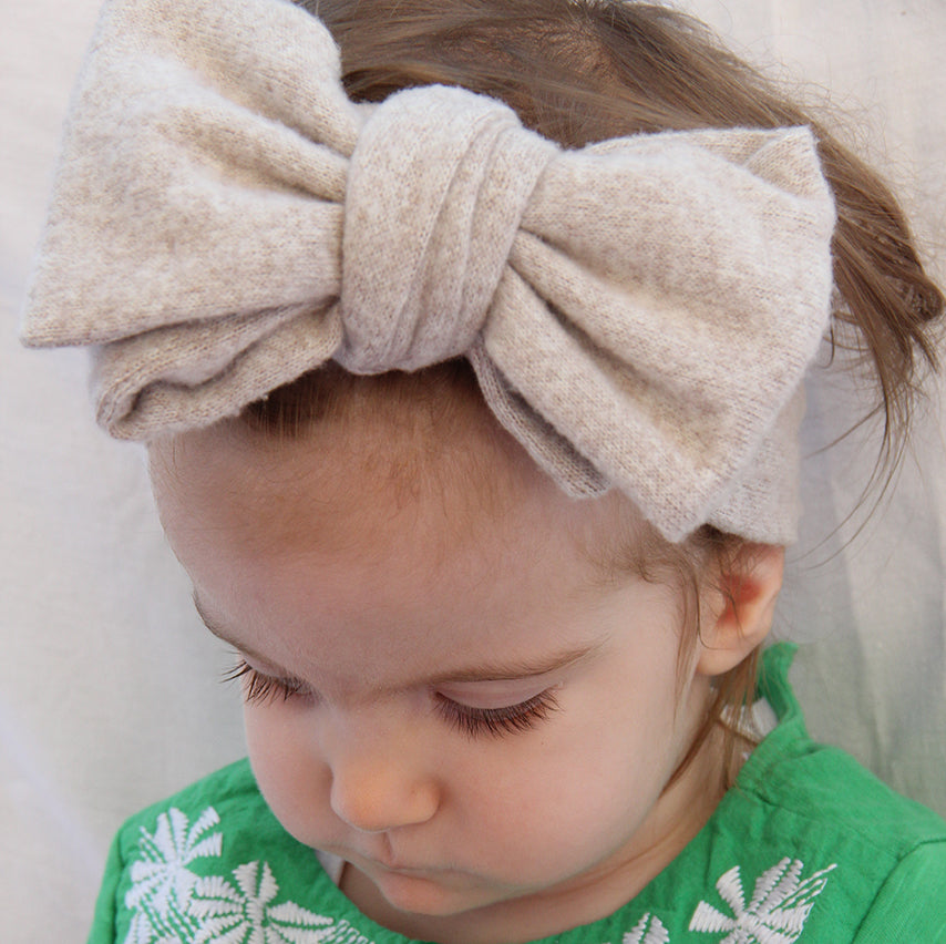 Haarband, Schleife, Wolle, Beige