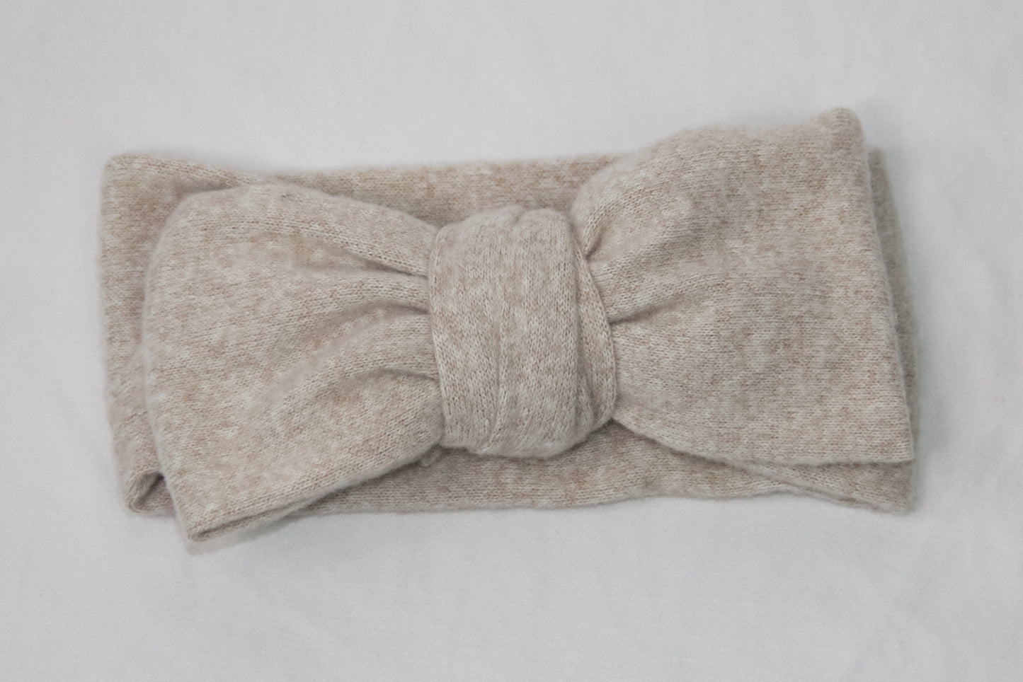 Haarband, Schleife, Wolle, Beige