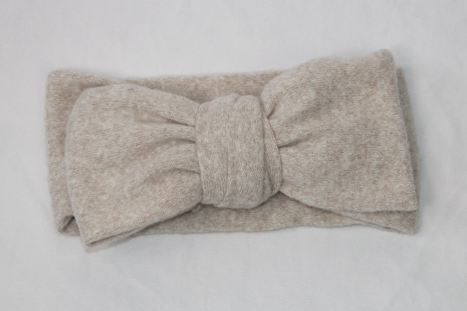 Haarband, Schleife, Wolle, Beige