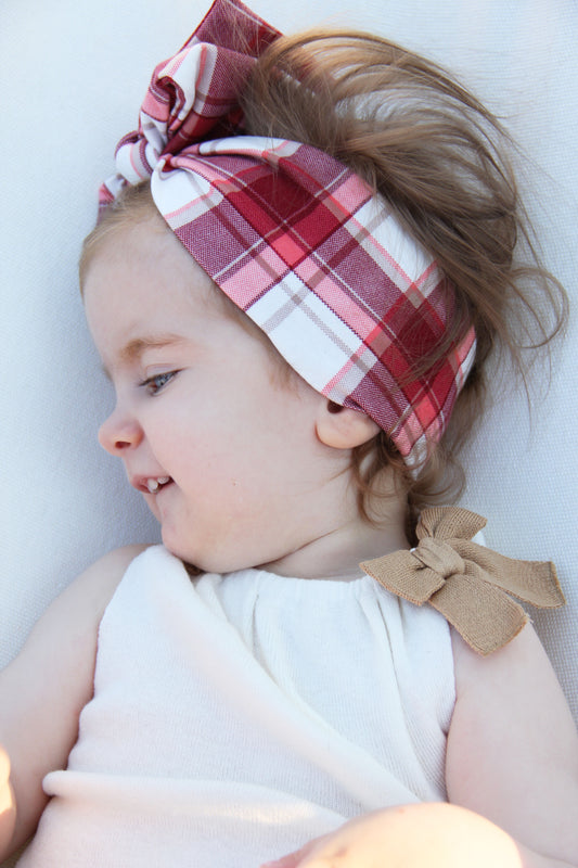 Haarband, Schleife, Karo, Rot, Weiß