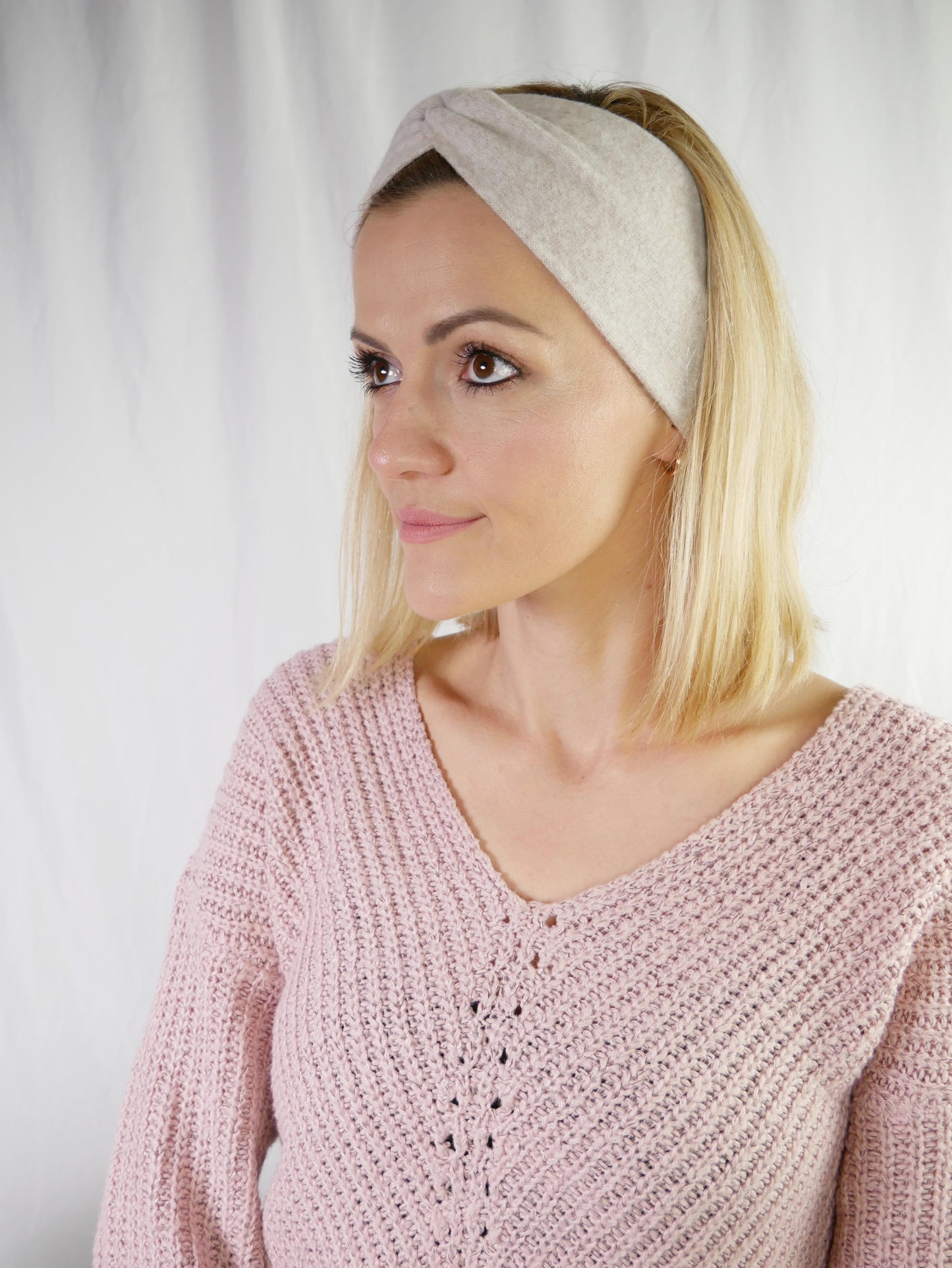 Knotenbandeau, Bandeau, Bandana, Beige