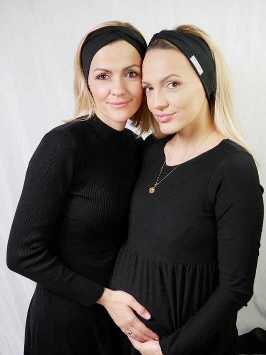 Knotenbandeau, Bandeau, Schwarz, Stirnband