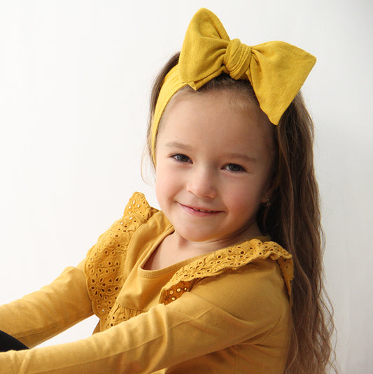 Haarband, Schleife, Hanf, Senfgelb