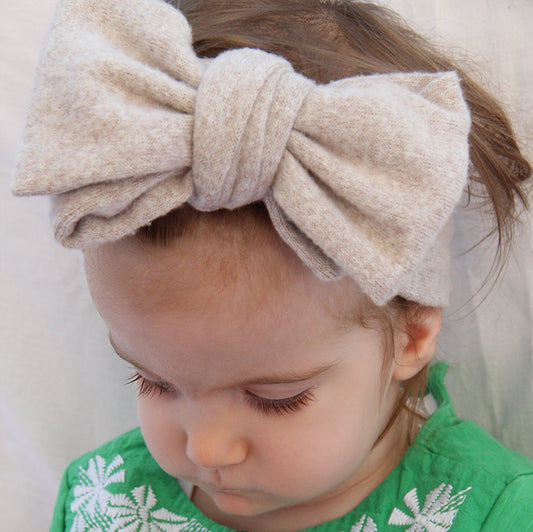 Haarband, Schleife, Wolle, Beige