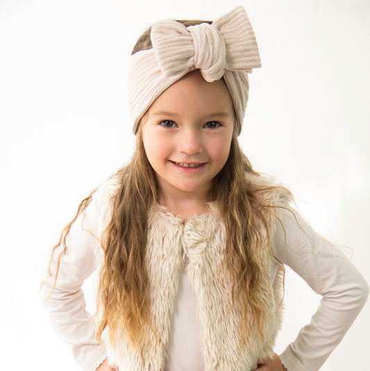 Haarband, Schleife, Cord, Beige