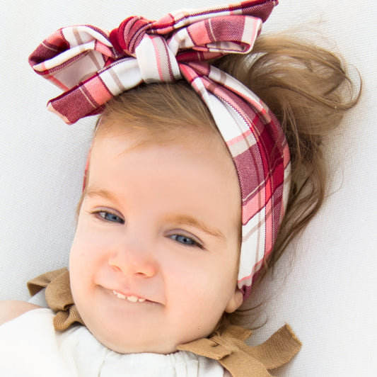 Haarband, Schleife, Karo, Rot, Weiß